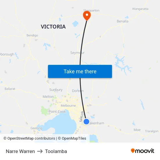 Narre Warren to Toolamba map