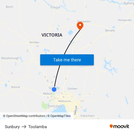 Sunbury to Toolamba map