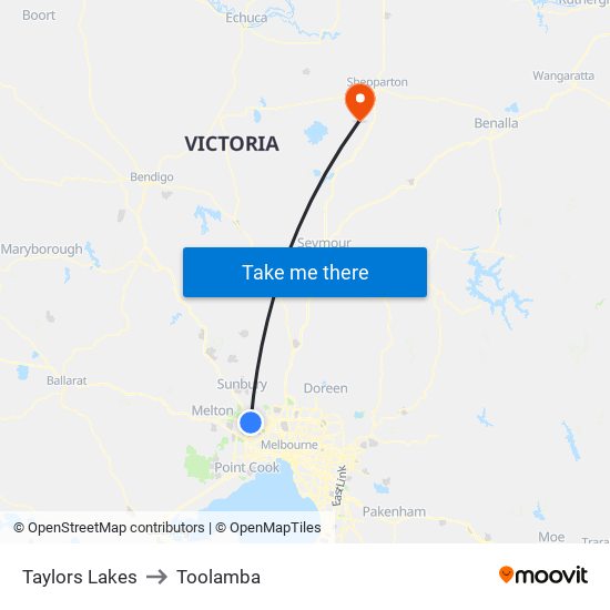 Taylors Lakes to Toolamba map