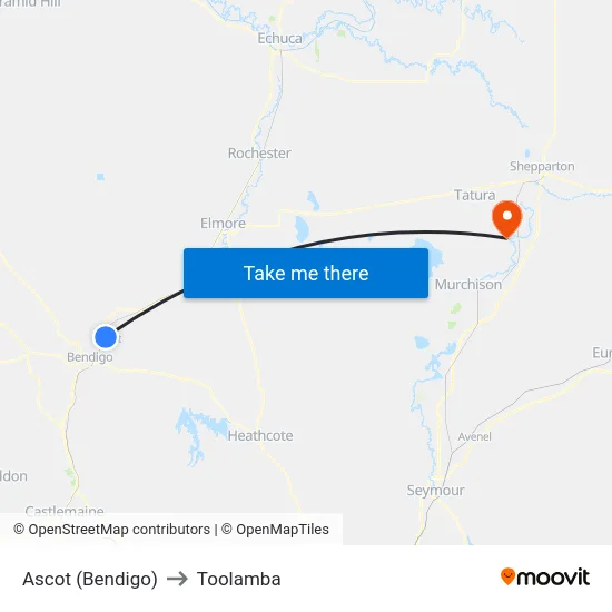Ascot (Bendigo) to Toolamba map