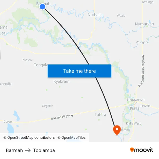 Barmah to Toolamba map