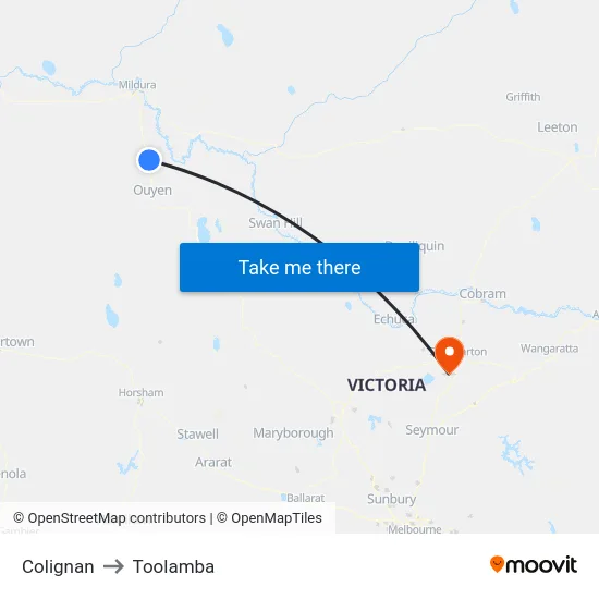 Colignan to Toolamba map