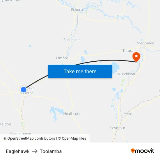 Eaglehawk to Toolamba map