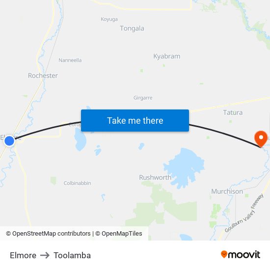 Elmore to Toolamba map