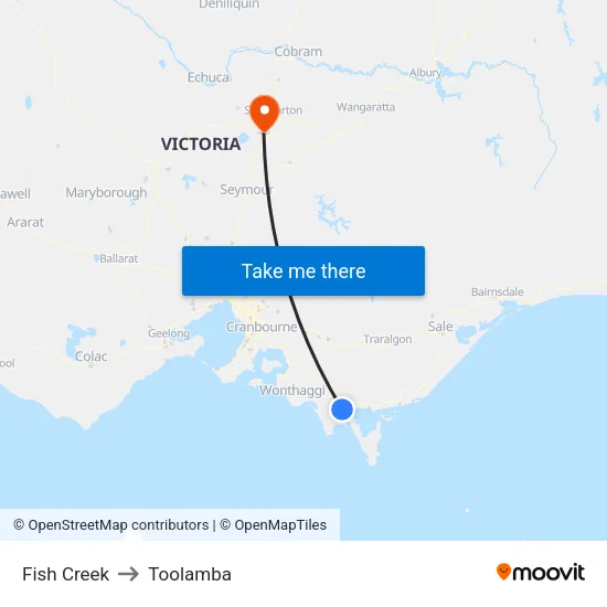 Fish Creek to Toolamba map