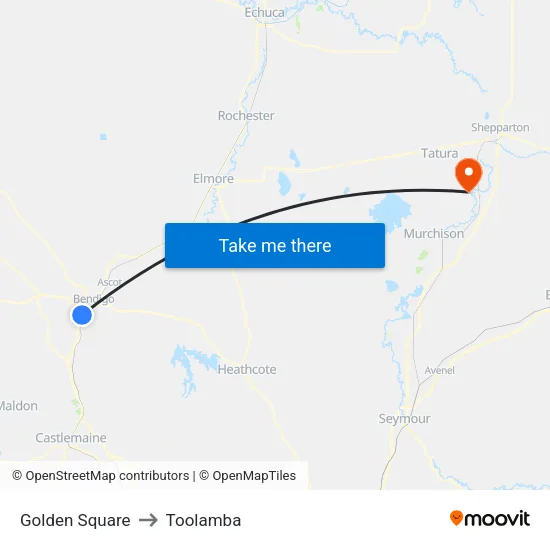 Golden Square to Toolamba map