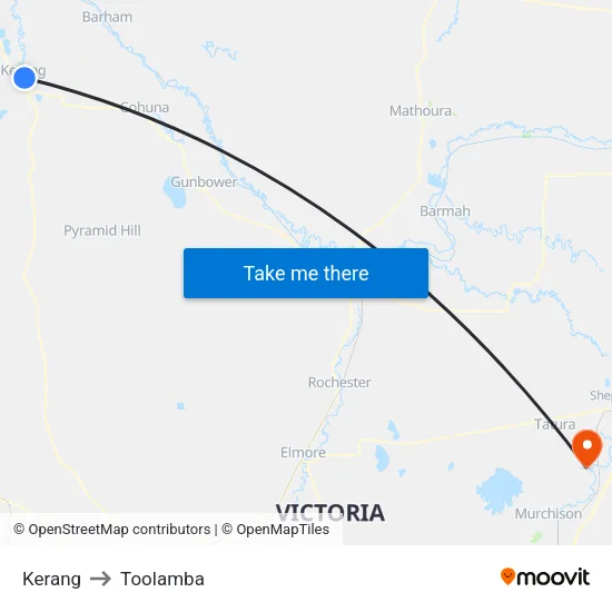 Kerang to Toolamba map