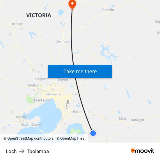 Loch to Toolamba map