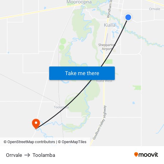 Orrvale to Toolamba map