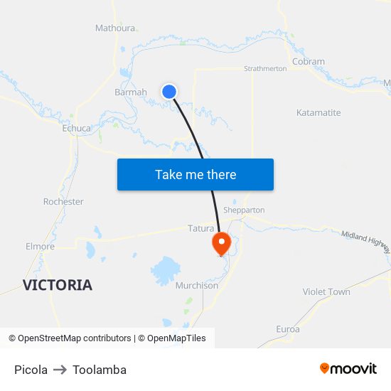 Picola to Toolamba map