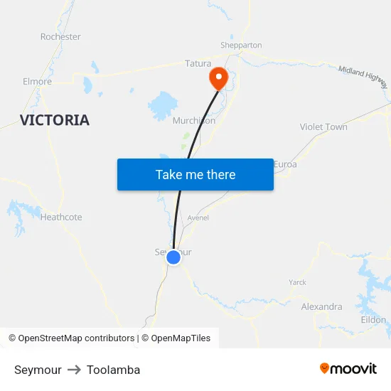 Seymour to Toolamba map