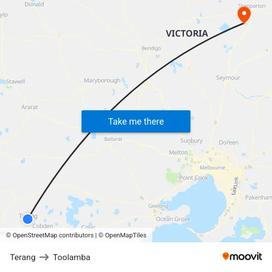 Terang to Toolamba map