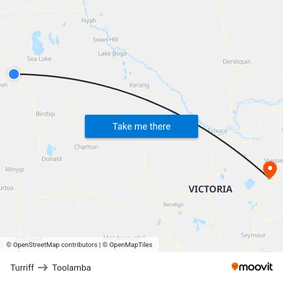 Turriff to Toolamba map