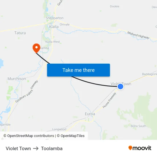 Violet Town to Toolamba map