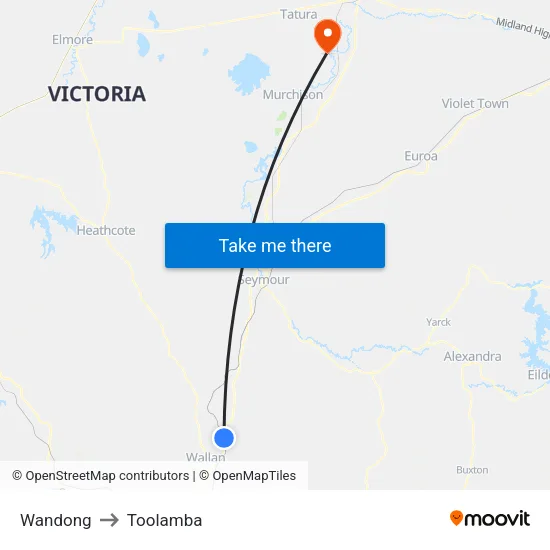 Wandong to Toolamba map