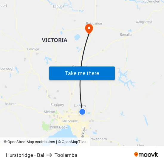 Hurstbridge - Bal to Toolamba map
