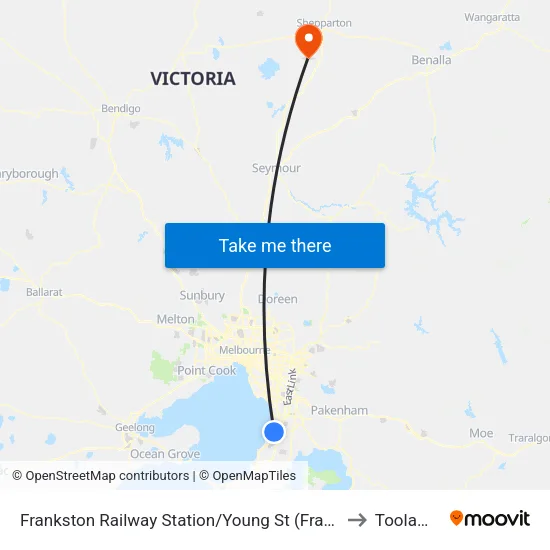 Frankston Railway Station/Young St to Toolamba map
