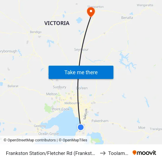 Frankston Railway Station/Fletcher Rd to Toolamba map