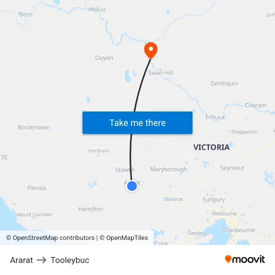 Ararat to Tooleybuc map