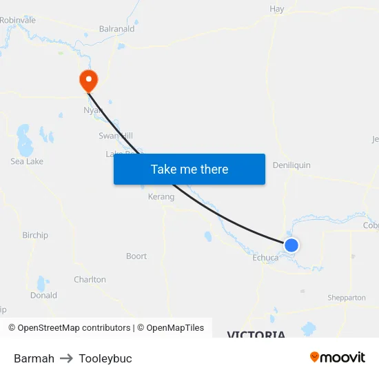 Barmah to Tooleybuc map