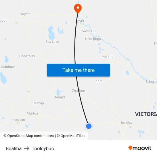 Bealiba to Tooleybuc map