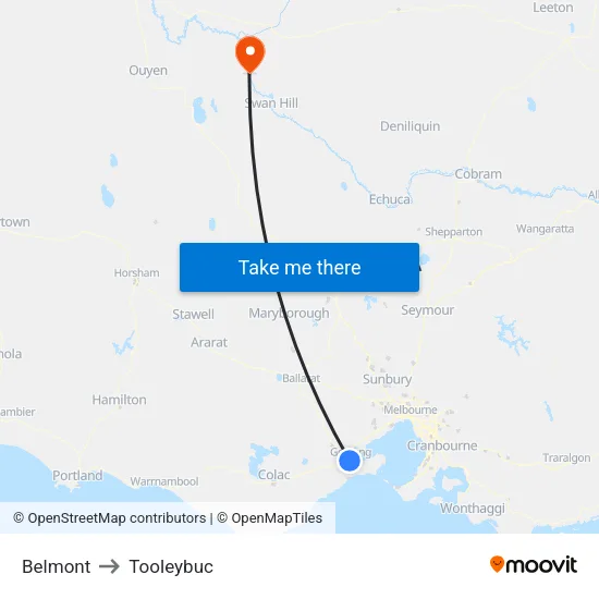 Belmont to Tooleybuc map