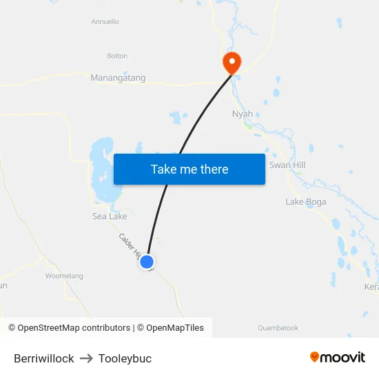 Berriwillock to Tooleybuc map