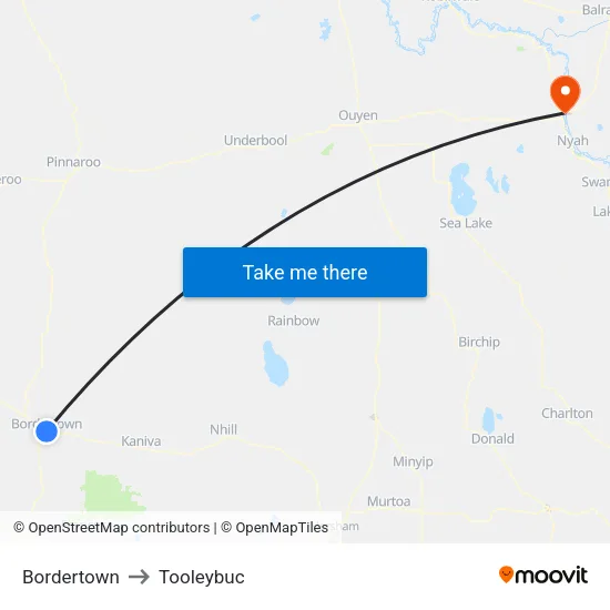 Bordertown to Tooleybuc map