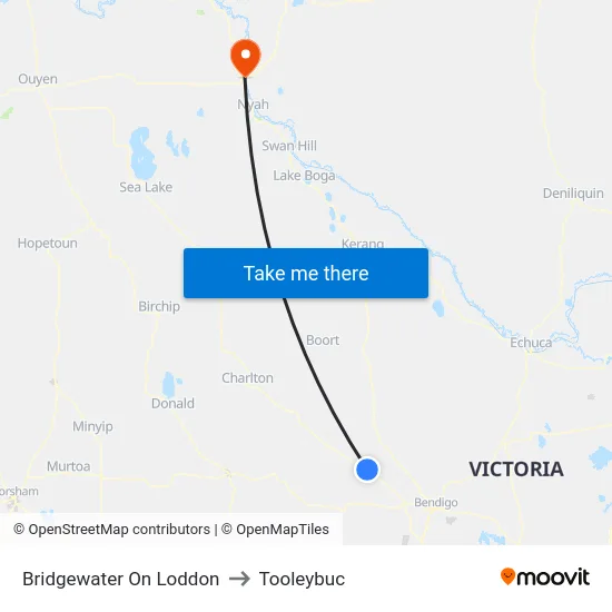 Bridgewater On Loddon to Tooleybuc map