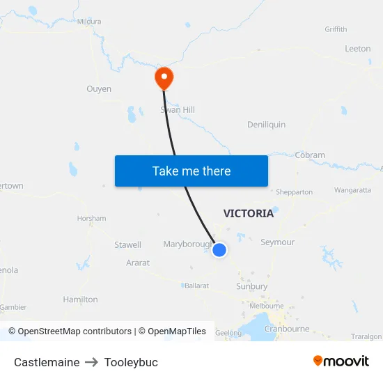 Castlemaine to Tooleybuc map