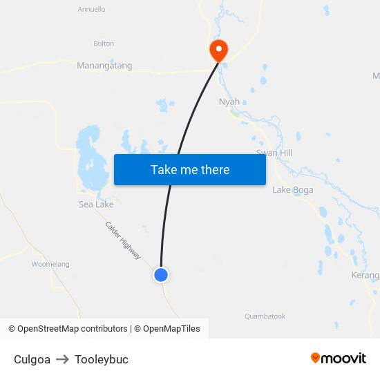 Culgoa to Tooleybuc map