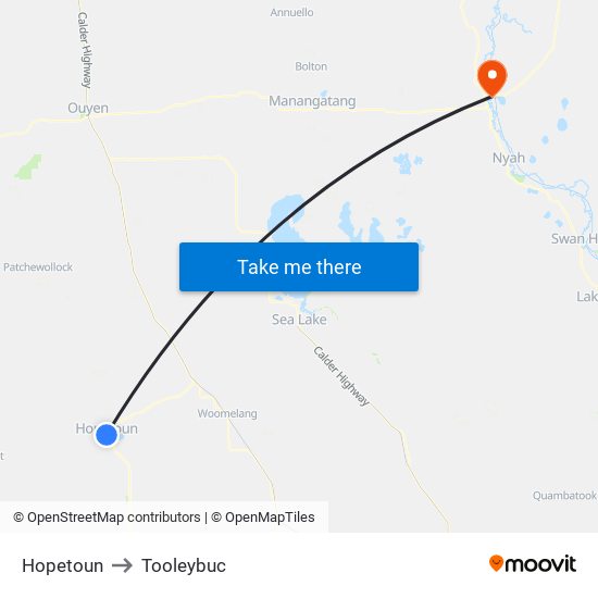 Hopetoun to Tooleybuc map