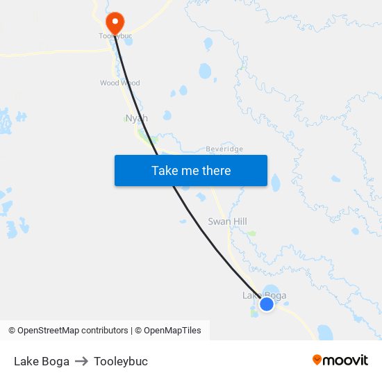 Lake Boga to Tooleybuc map