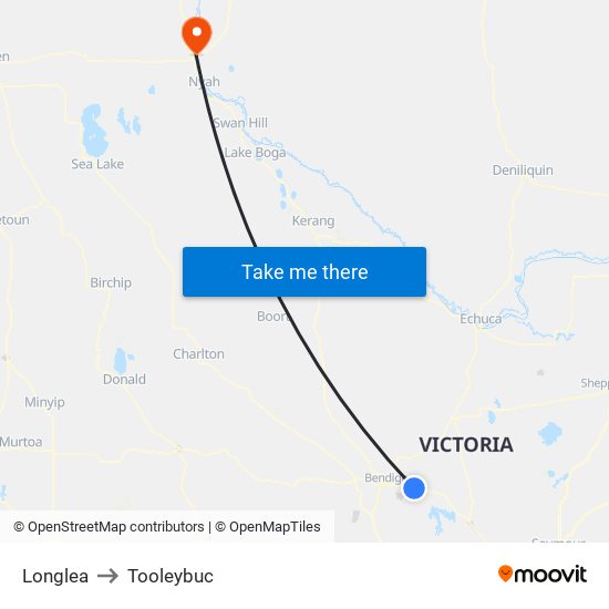 Longlea to Tooleybuc map