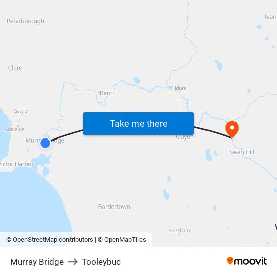 Murray Bridge to Tooleybuc map