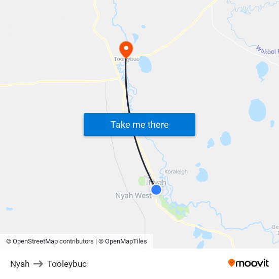 Nyah to Tooleybuc map