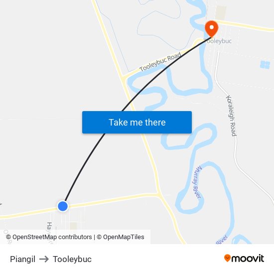 Piangil to Tooleybuc map