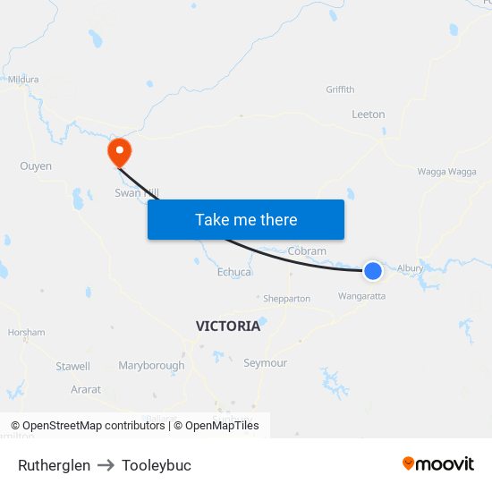 Rutherglen to Tooleybuc map