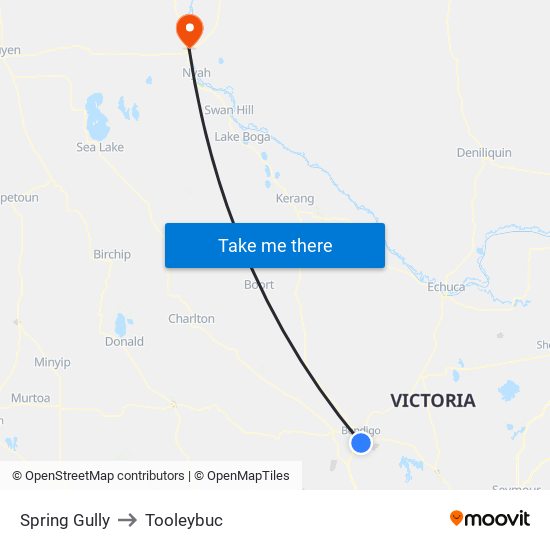 Spring Gully to Tooleybuc map