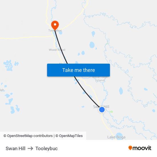 Swan Hill to Tooleybuc map