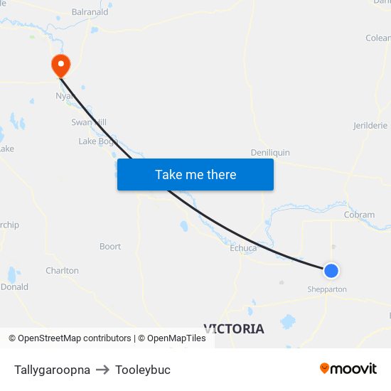 Tallygaroopna to Tooleybuc map