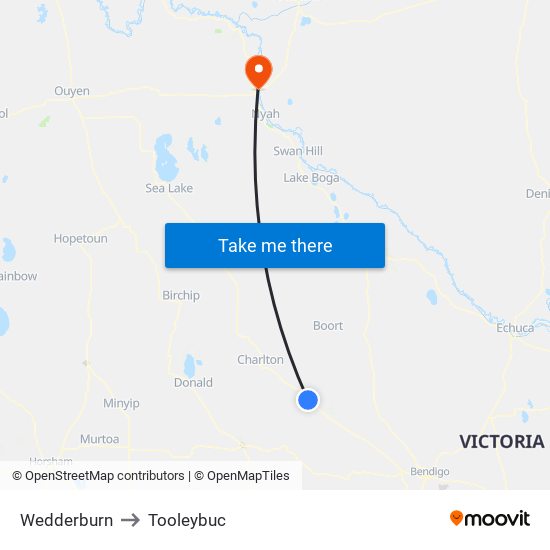Wedderburn to Tooleybuc map