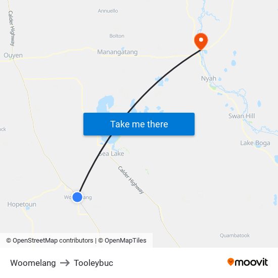 Woomelang to Tooleybuc map