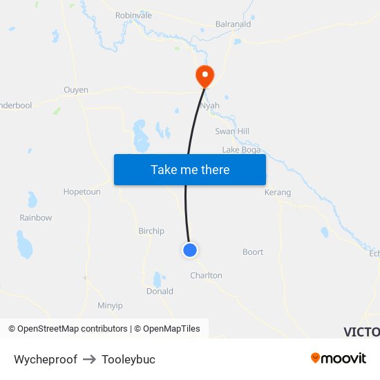 Wycheproof to Tooleybuc map