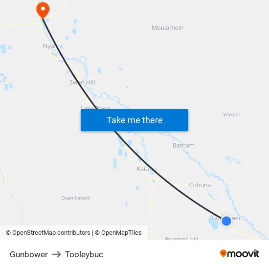 Gunbower to Tooleybuc map