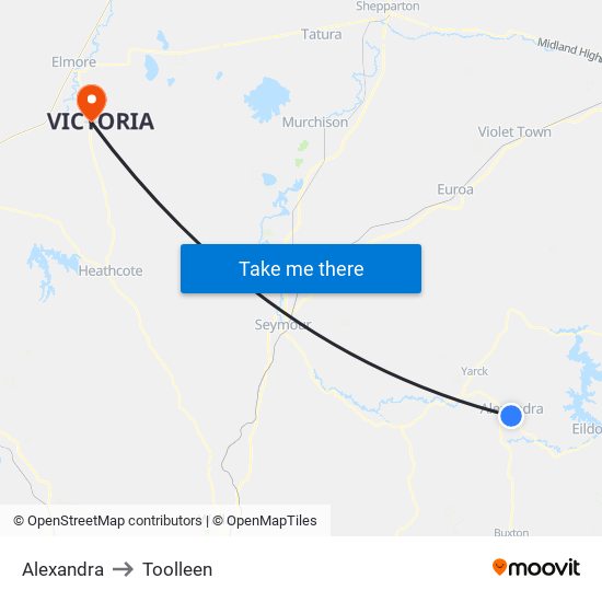 Alexandra to Toolleen map