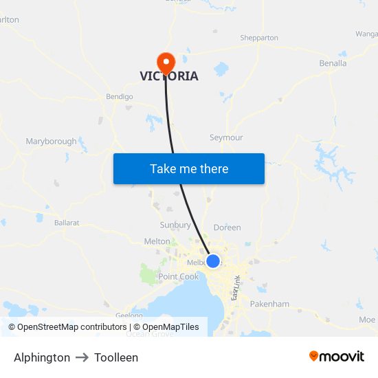 Alphington to Toolleen map