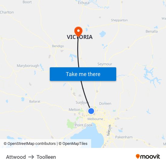 Attwood to Toolleen map
