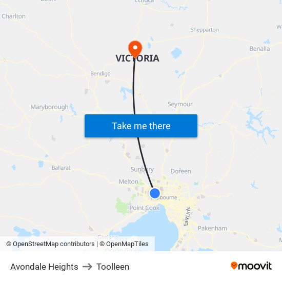 Avondale Heights to Toolleen map