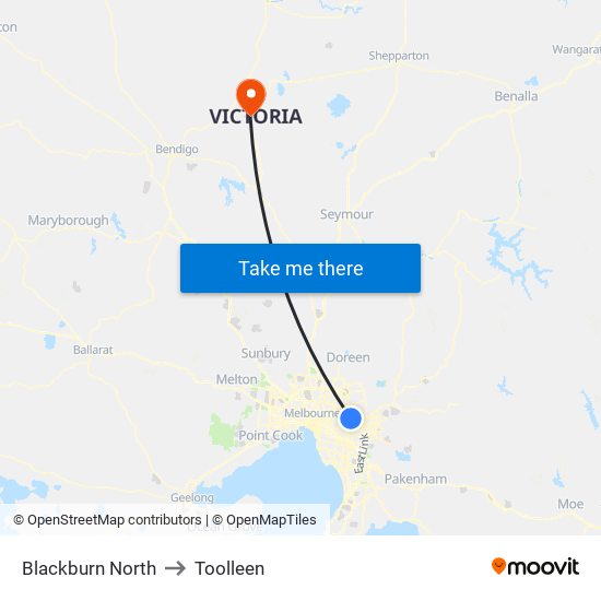 Blackburn North to Toolleen map